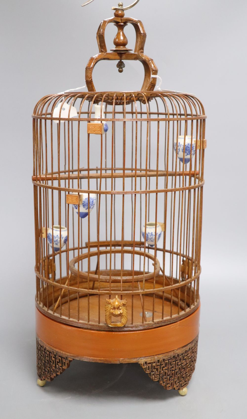 A Chinese bamboo bird cage, height 49cm